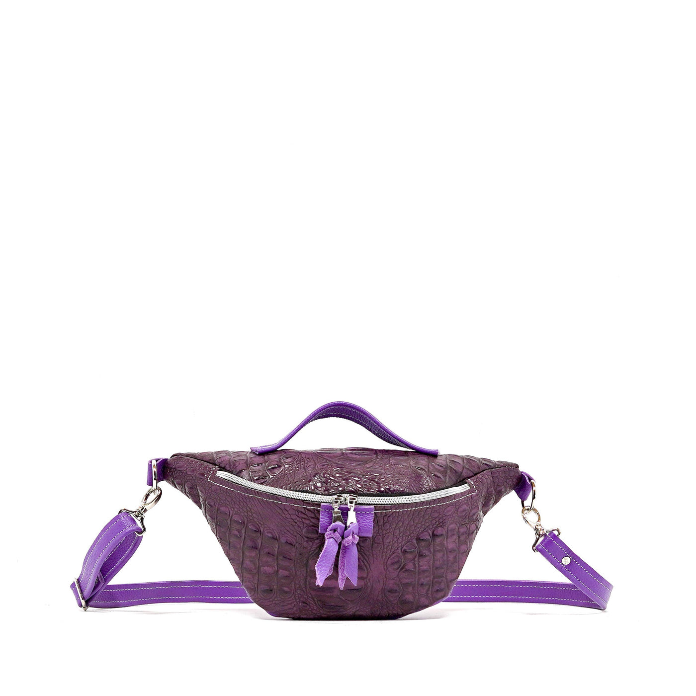 Bum Bag - All Embossed w/ Amethyst Croc-Bum Bag-Western-Cowhide-Bags-Handmade-Products-Gifts-Dancing Cactus Designs