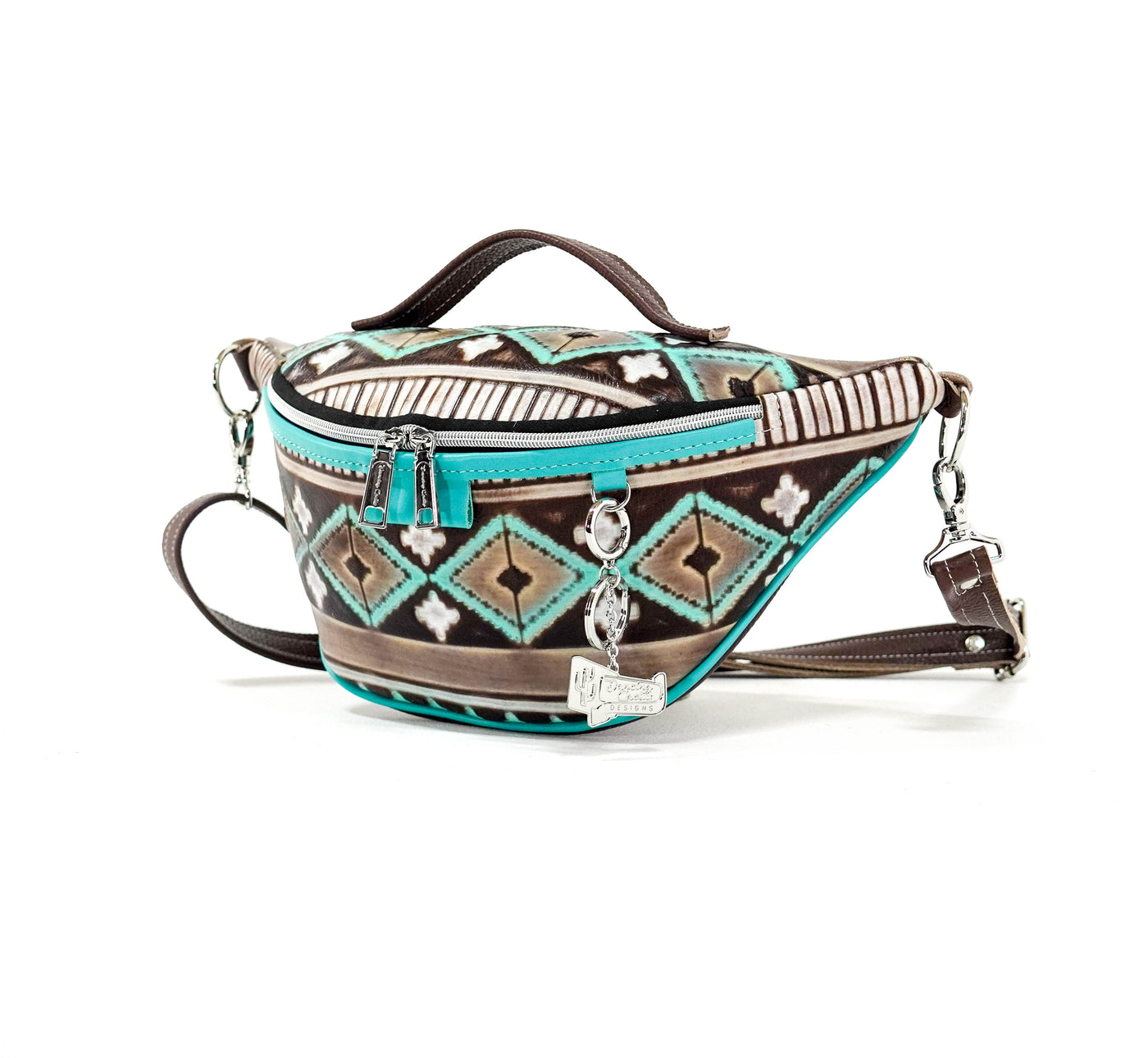 Bum Bag - All Embossed w/ Cocoa Navajo-Bum Bag-Western-Cowhide-Bags-Handmade-Products-Gifts-Dancing Cactus Designs