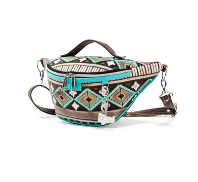 Bum Bag - All Embossed w/ Cocoa Navajo-Bum Bag-Western-Cowhide-Bags-Handmade-Products-Gifts-Dancing Cactus Designs
