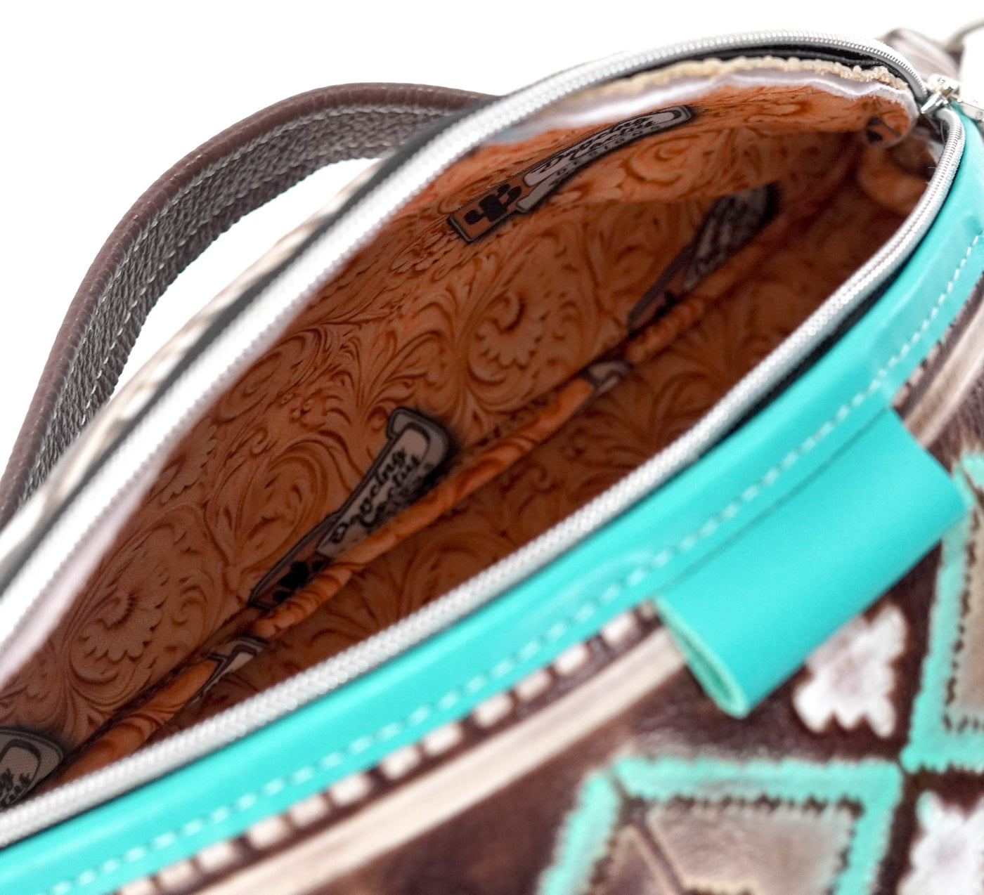Bum Bag - All Embossed w/ Cocoa Navajo-Bum Bag-Western-Cowhide-Bags-Handmade-Products-Gifts-Dancing Cactus Designs