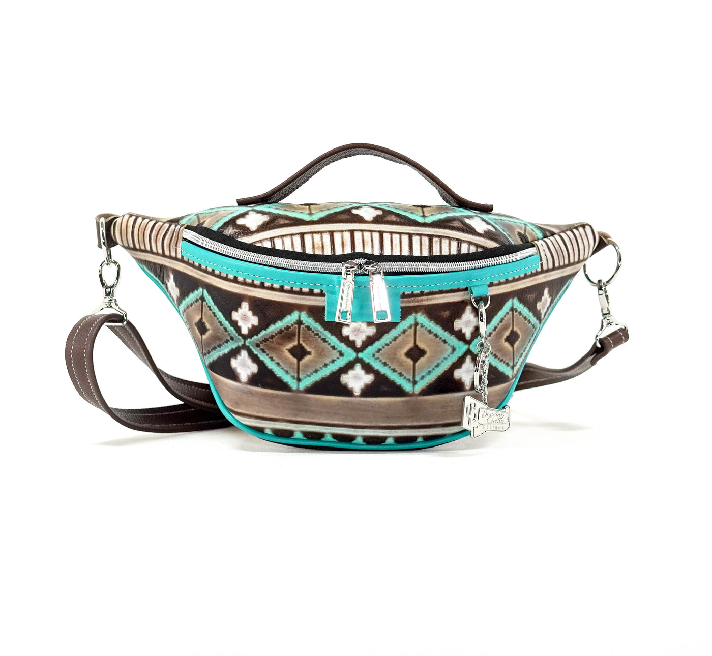 Bum Bag - All Embossed w/ Cocoa Navajo-Bum Bag-Western-Cowhide-Bags-Handmade-Products-Gifts-Dancing Cactus Designs