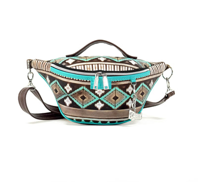 Bum Bag - All Embossed w/ Cocoa Navajo-Bum Bag-Western-Cowhide-Bags-Handmade-Products-Gifts-Dancing Cactus Designs