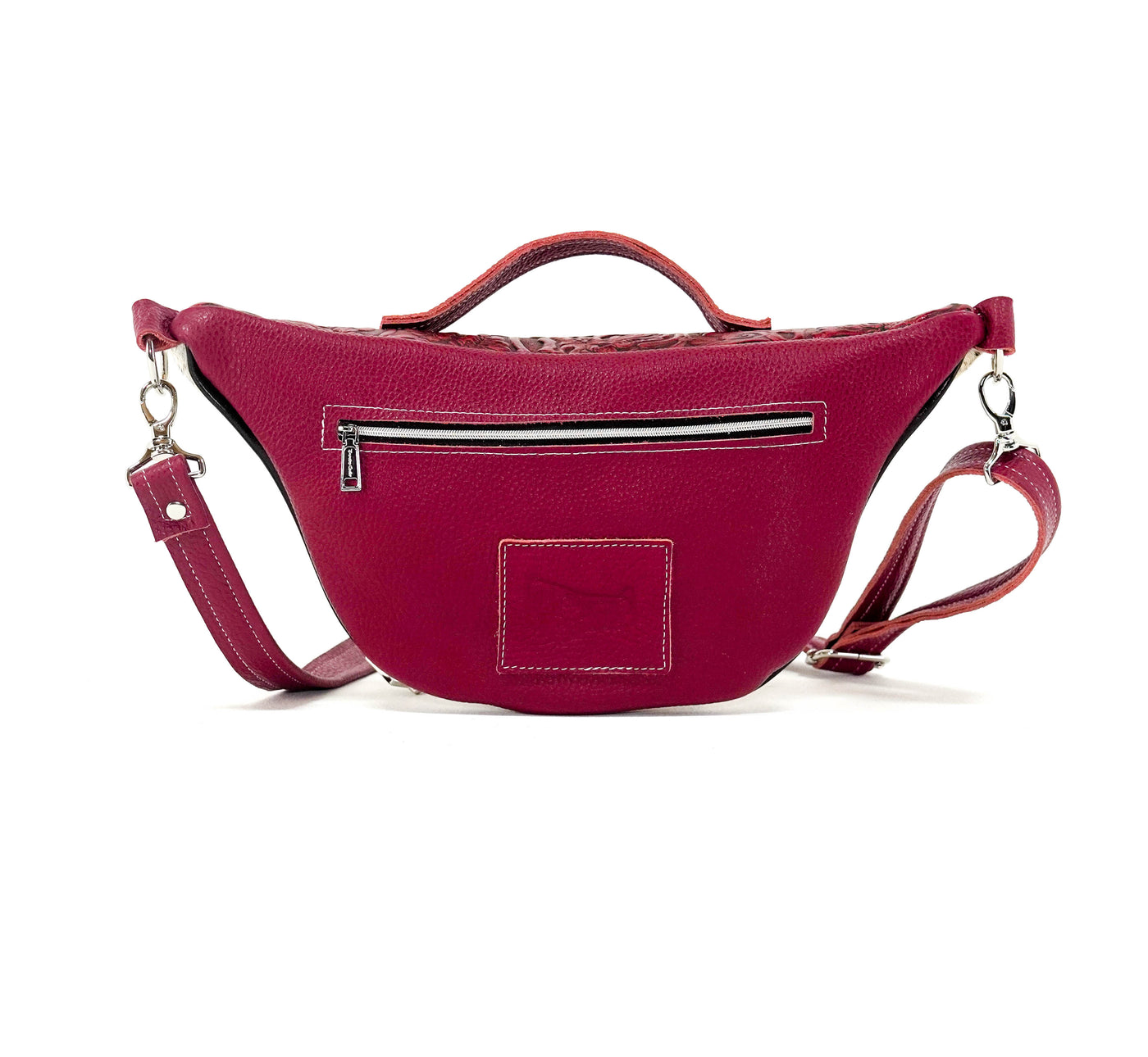 Bum Bag - Black & White w/ Red Tool-Bum Bag-Western-Cowhide-Bags-Handmade-Products-Gifts-Dancing Cactus Designs