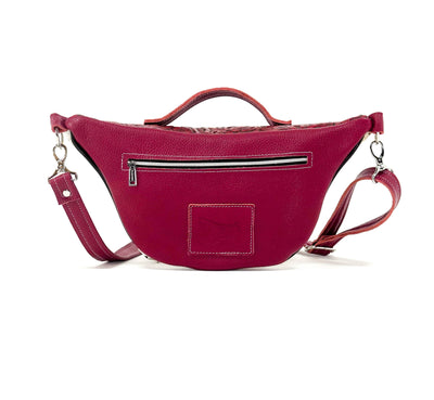 Bum Bag - Black & White w/ Red Tool-Bum Bag-Western-Cowhide-Bags-Handmade-Products-Gifts-Dancing Cactus Designs