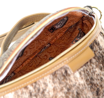 Bum Bag - Brindle w/ Gilded Tool-Bum Bag-Western-Cowhide-Bags-Handmade-Products-Gifts-Dancing Cactus Designs