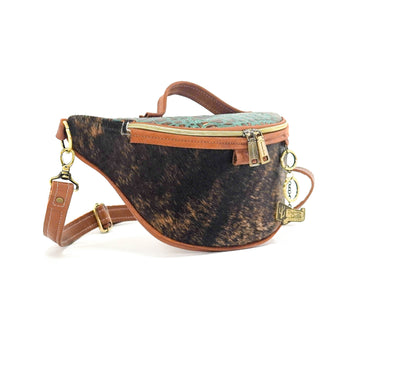 Bum Bag - Brindle w/ Lagoon Croc-Bum Bag-Western-Cowhide-Bags-Handmade-Products-Gifts-Dancing Cactus Designs