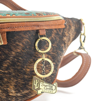 Bum Bag - Brindle w/ Lagoon Croc-Bum Bag-Western-Cowhide-Bags-Handmade-Products-Gifts-Dancing Cactus Designs