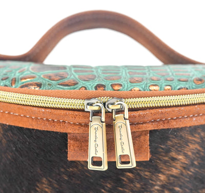 Bum Bag - Brindle w/ Lagoon Croc-Bum Bag-Western-Cowhide-Bags-Handmade-Products-Gifts-Dancing Cactus Designs