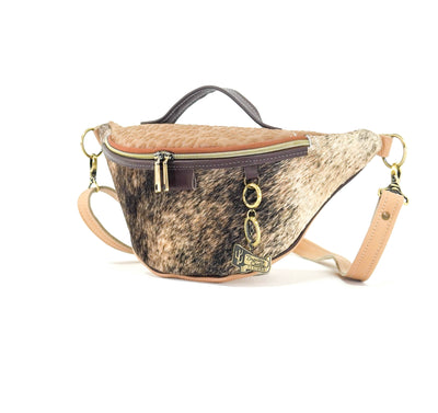 Bum Bag - Brindle w/ Vanilla Leopard-Bum Bag-Western-Cowhide-Bags-Handmade-Products-Gifts-Dancing Cactus Designs
