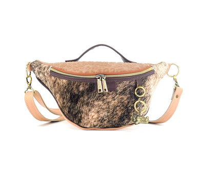 Bum Bag - Brindle w/ Vanilla Leopard-Bum Bag-Western-Cowhide-Bags-Handmade-Products-Gifts-Dancing Cactus Designs