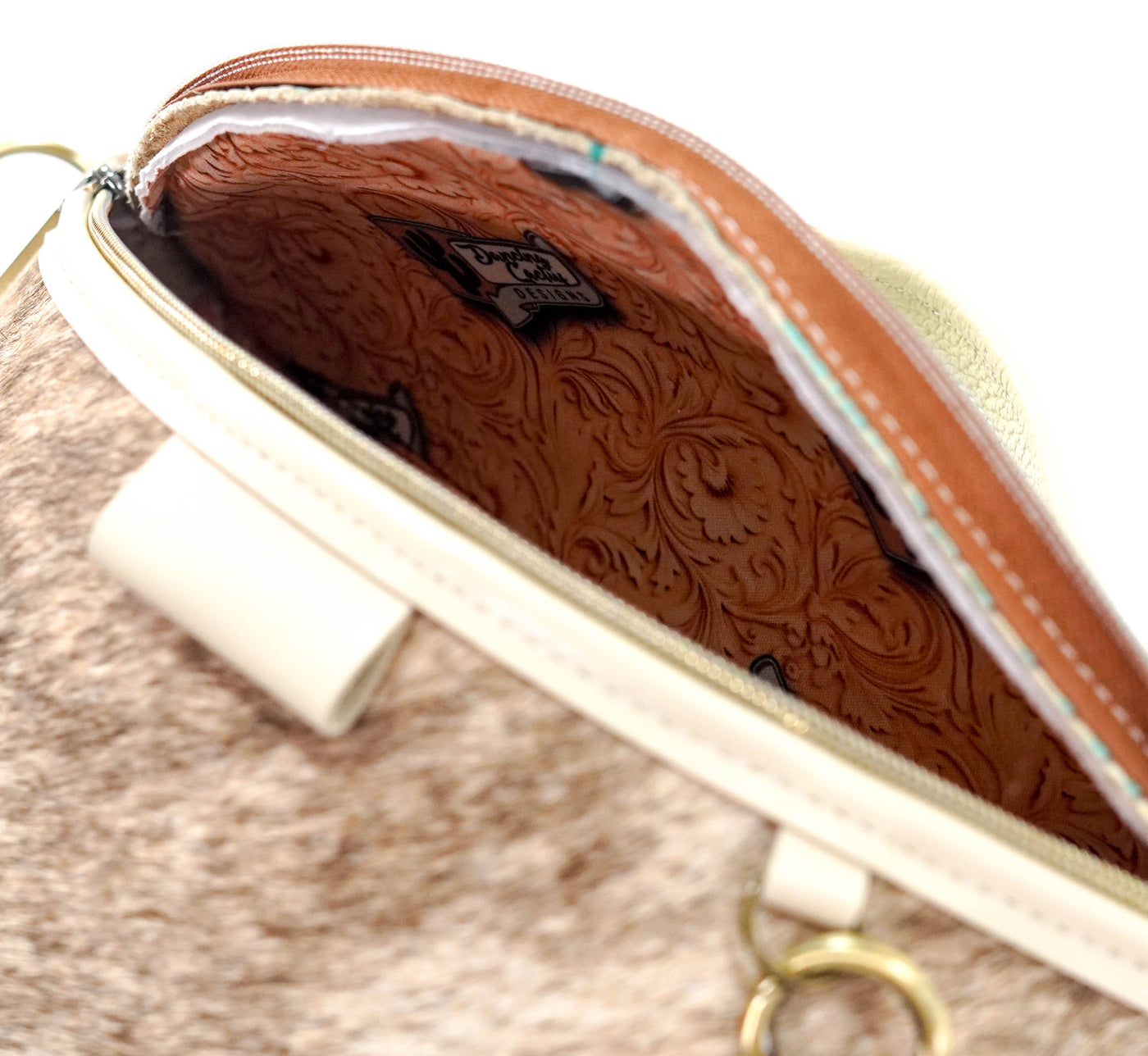 Bum Bag - Light Brindle w/ Cyan Croc-Bum Bag-Western-Cowhide-Bags-Handmade-Products-Gifts-Dancing Cactus Designs