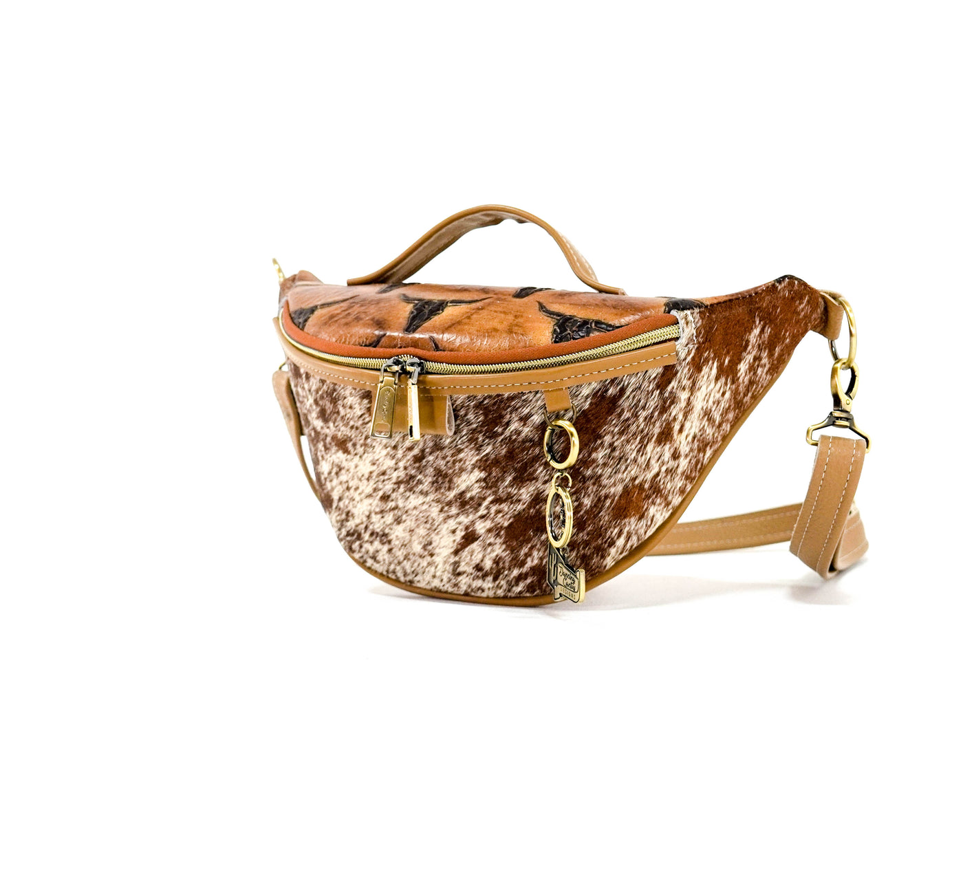 Bum Bag - Longhorn w/ Sepia Skulls-Bum Bag-Western-Cowhide-Bags-Handmade-Products-Gifts-Dancing Cactus Designs