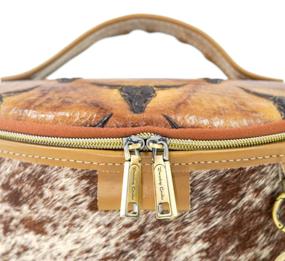Bum Bag - Longhorn w/ Sepia Skulls-Bum Bag-Western-Cowhide-Bags-Handmade-Products-Gifts-Dancing Cactus Designs