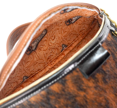 Bum Bag - Red Brindle w/ Saddle Ostrich-Bum Bag-Western-Cowhide-Bags-Handmade-Products-Gifts-Dancing Cactus Designs