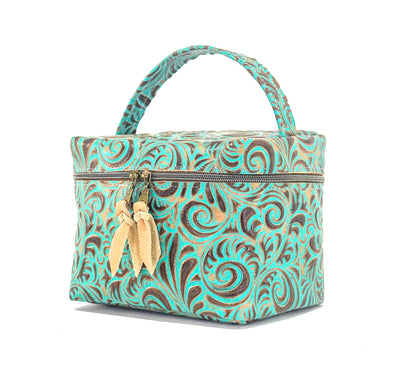 Caboose - All Embossed w/ Turquoise Caracole-Caboose-Western-Cowhide-Bags-Handmade-Products-Gifts-Dancing Cactus Designs