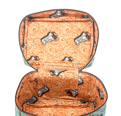 Caboose - All Embossed w/ Turquoise Caracole-Caboose-Western-Cowhide-Bags-Handmade-Products-Gifts-Dancing Cactus Designs