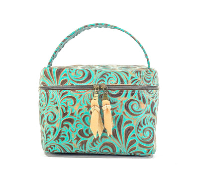 Caboose - All Embossed w/ Turquoise Caracole-Caboose-Western-Cowhide-Bags-Handmade-Products-Gifts-Dancing Cactus Designs