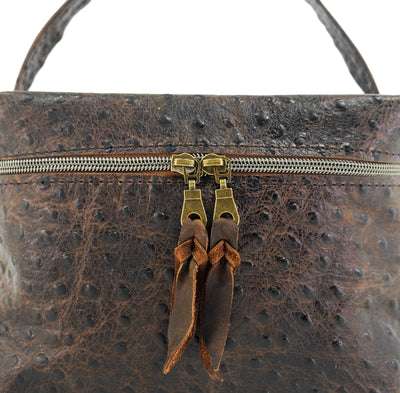 Caboose - All Embossed w/ Walnut Ostrich-Caboose-Western-Cowhide-Bags-Handmade-Products-Gifts-Dancing Cactus Designs