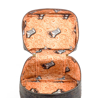 Caboose - All Embossed w/ Walnut Ostrich-Caboose-Western-Cowhide-Bags-Handmade-Products-Gifts-Dancing Cactus Designs