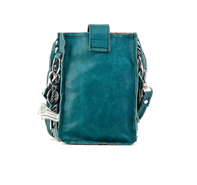 Carrie - Black & White w/ Indigo Tool-Carrie-Western-Cowhide-Bags-Handmade-Products-Gifts-Dancing Cactus Designs