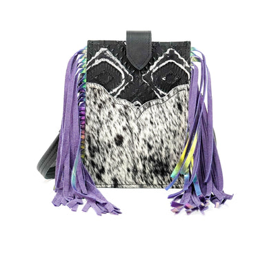 Carrie - Black & White w/ Onyx & Silver Aztec-Carrie-Western-Cowhide-Bags-Handmade-Products-Gifts-Dancing Cactus Designs