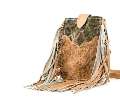 Carrie - Brindle w/ Basil Diamond Stitch-Carrie-Western-Cowhide-Bags-Handmade-Products-Gifts-Dancing Cactus Designs