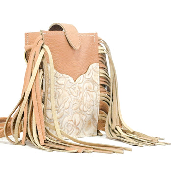 Carrie - Camel Leather w/ Marshmallow Roses-Carrie-Western-Cowhide-Bags-Handmade-Products-Gifts-Dancing Cactus Designs