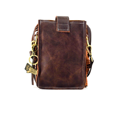 Carrie - Chocolate & White w/ Saddle Ostrich-Carrie-Western-Cowhide-Bags-Handmade-Products-Gifts-Dancing Cactus Designs