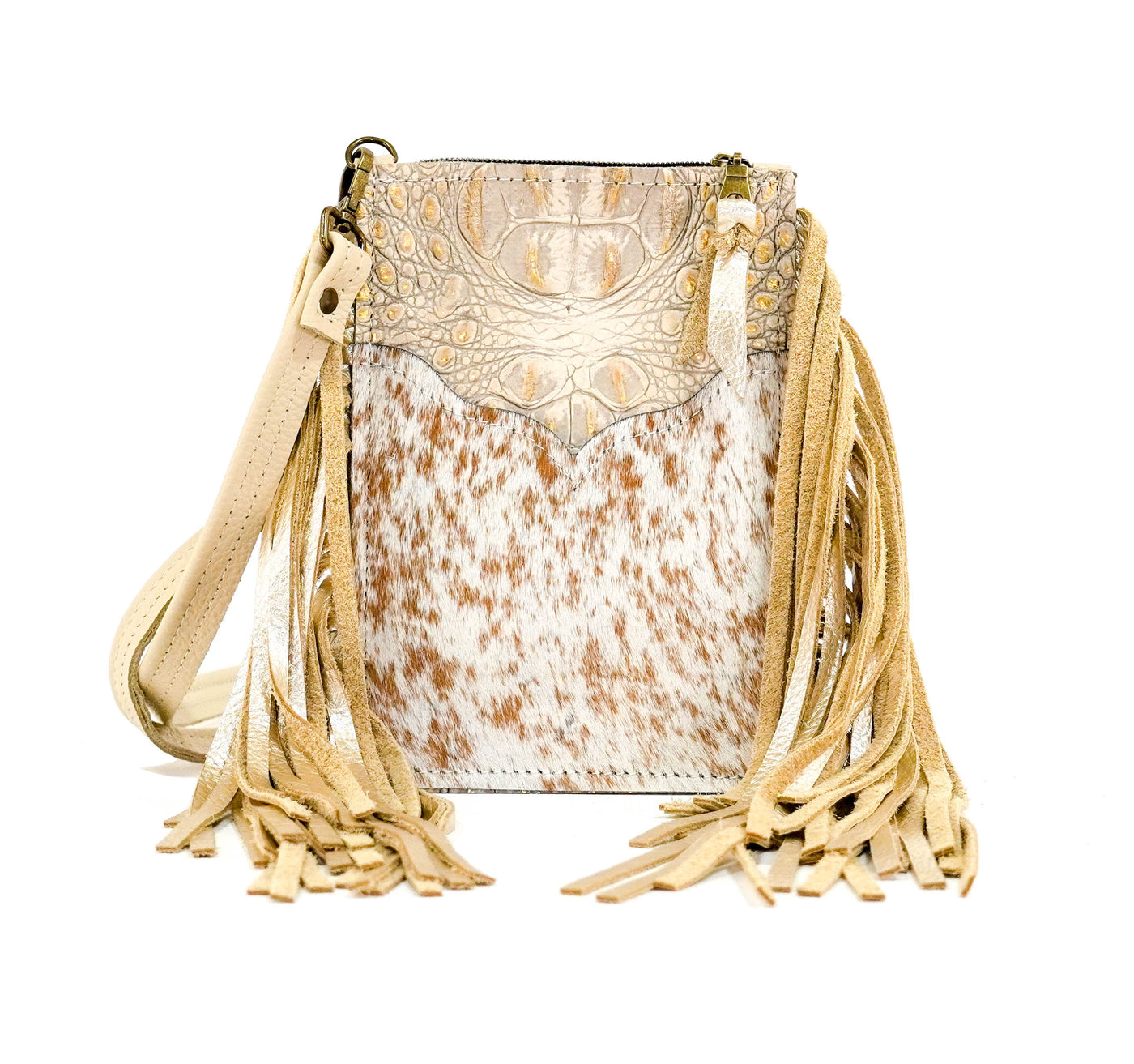 Carrie - Longhorn w/ Ivory Croc-Carrie-Western-Cowhide-Bags-Handmade-Products-Gifts-Dancing Cactus Designs