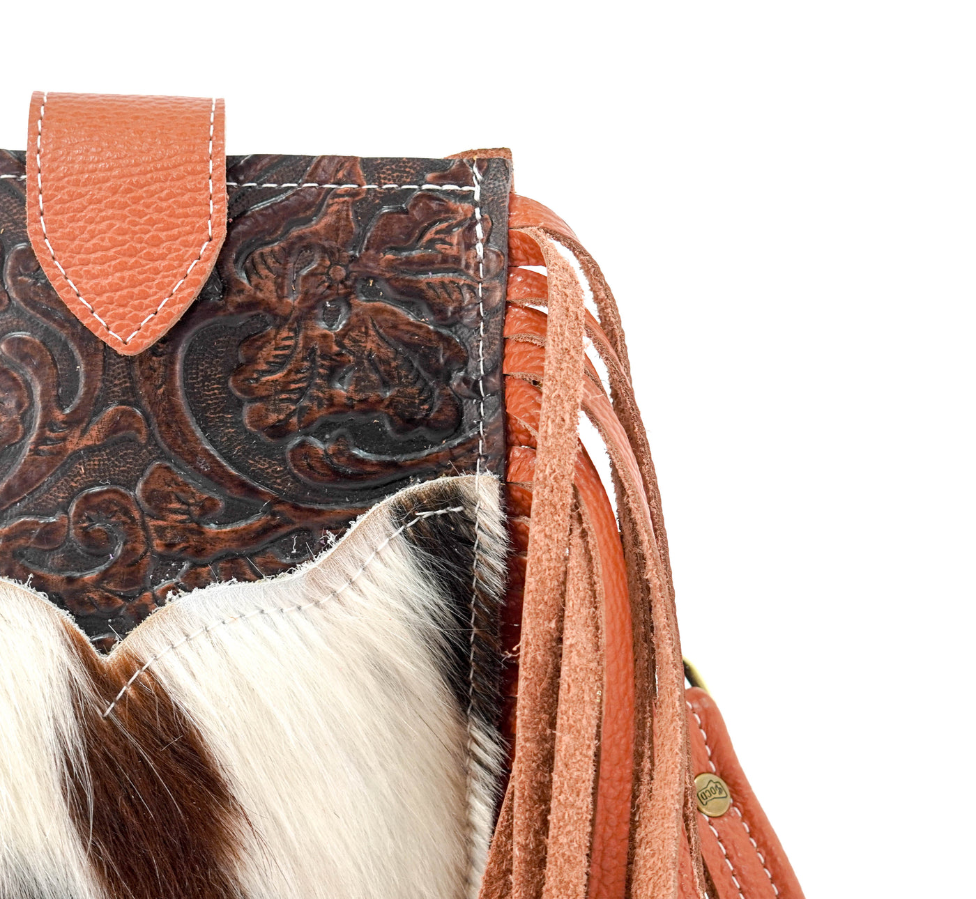 Carrie - Tricolor w/ Cowboy Tool-Carrie-Western-Cowhide-Bags-Handmade-Products-Gifts-Dancing Cactus Designs
