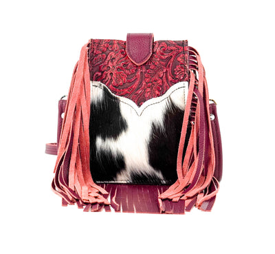 Carrie - Tricolor w/ Red Tool-Carrie-Western-Cowhide-Bags-Handmade-Products-Gifts-Dancing Cactus Designs