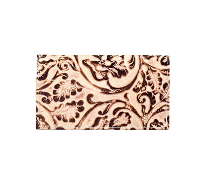 Checkbook Cover - All Embossed w/ Ivory Tool-Checkbook Cover-Western-Cowhide-Bags-Handmade-Products-Gifts-Dancing Cactus Designs