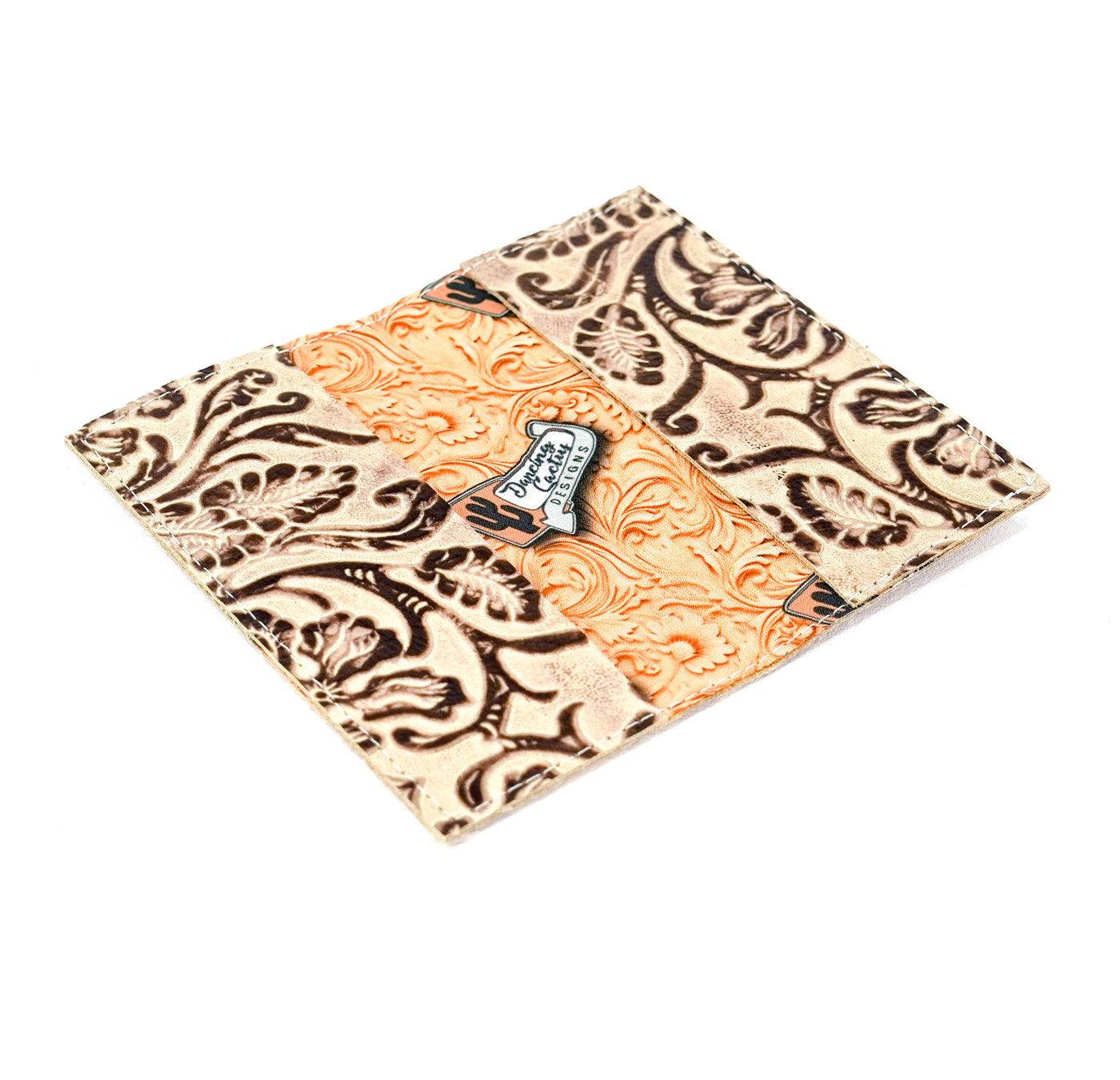 Checkbook Cover - All Embossed w/ Ivory Tool-Checkbook Cover-Western-Cowhide-Bags-Handmade-Products-Gifts-Dancing Cactus Designs