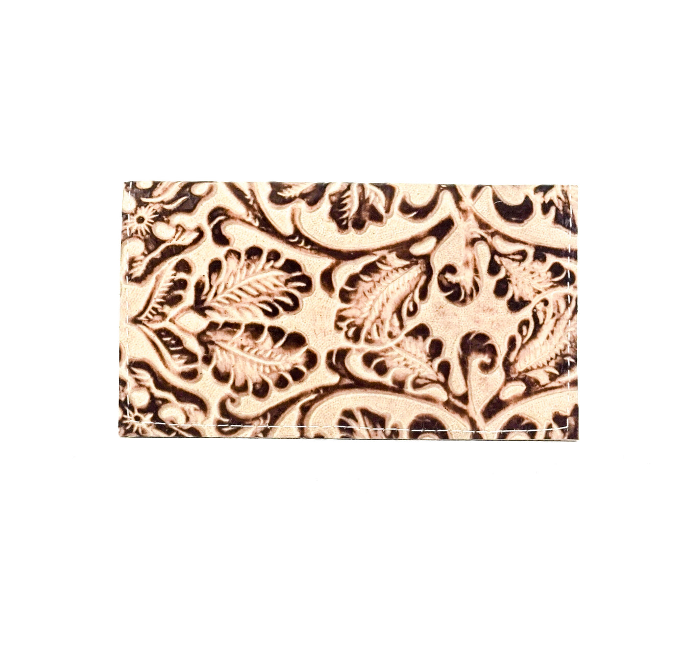 Checkbook Cover - All Embossed w/ Ivory Tool-Checkbook Cover-Western-Cowhide-Bags-Handmade-Products-Gifts-Dancing Cactus Designs
