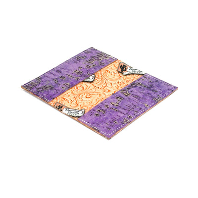 Checkbook Cover - All Embossed w/ Lavender Driftwood-Checkbook Cover-Western-Cowhide-Bags-Handmade-Products-Gifts-Dancing Cactus Designs