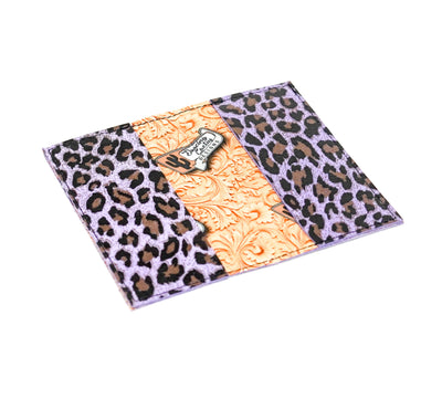 Checkbook Cover - All Leather w/ Purple Leather-18'' Laptop Sleeve-Western-Cowhide-Bags-Handmade-Products-Gifts-Dancing Cactus Designs