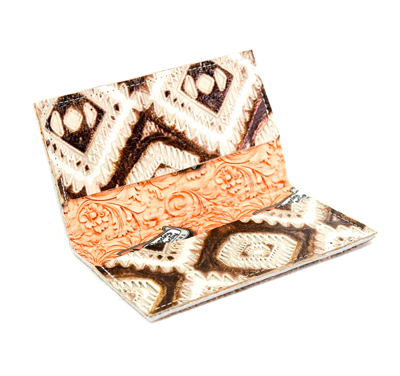 Checkbook Cover - Brindle w/ Bronzed Aztec-Checkbook Cover-Western-Cowhide-Bags-Handmade-Products-Gifts-Dancing Cactus Designs