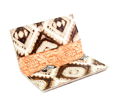 Checkbook Cover - Brindle w/ Bronzed Aztec-Checkbook Cover-Western-Cowhide-Bags-Handmade-Products-Gifts-Dancing Cactus Designs