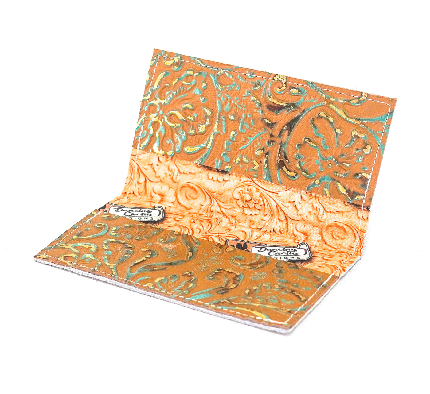 Checkbook Cover - Chocolate & White w/ Agave Tool-Checkbook Cover-Western-Cowhide-Bags-Handmade-Products-Gifts-Dancing Cactus Designs