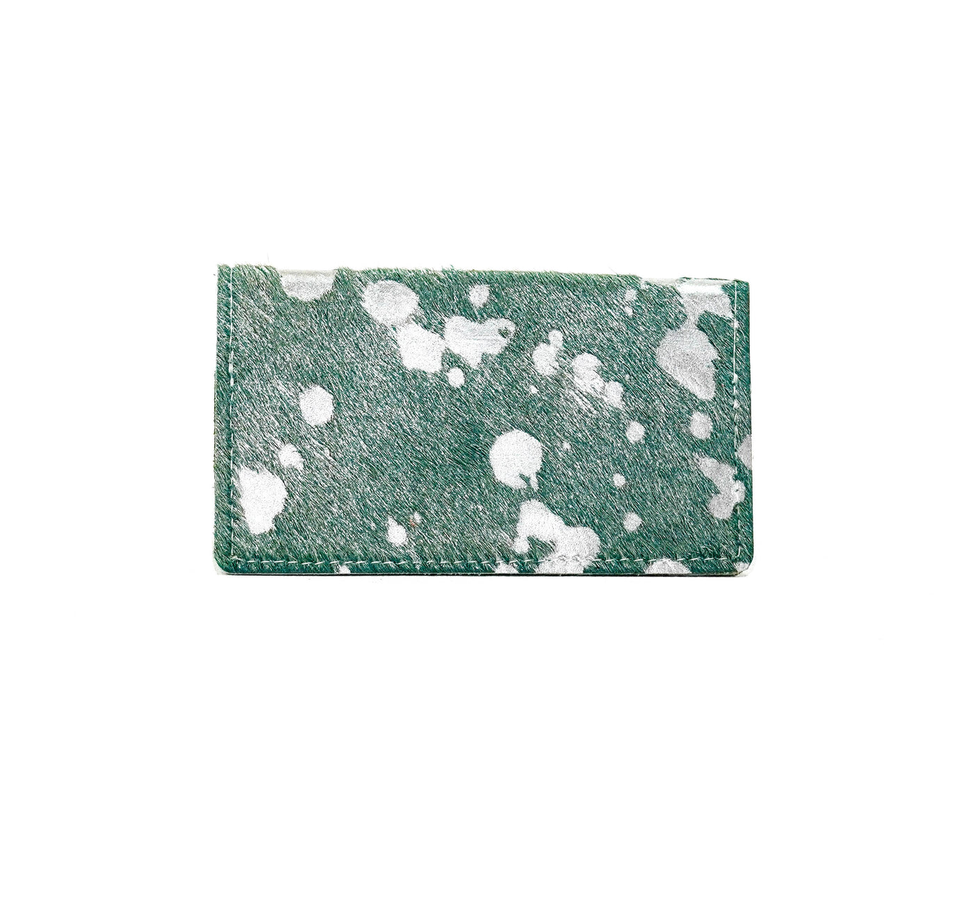 Checkbook Cover - Emerald Acid w/ Green Leather-Checkbook Cover-Western-Cowhide-Bags-Handmade-Products-Gifts-Dancing Cactus Designs
