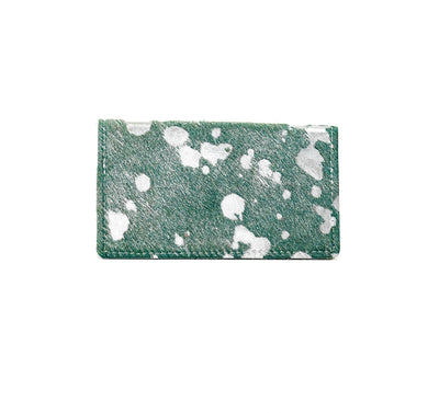Checkbook Cover - Emerald Acid w/ Green Leather-Checkbook Cover-Western-Cowhide-Bags-Handmade-Products-Gifts-Dancing Cactus Designs