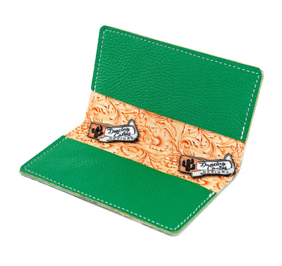 Checkbook Cover - Emerald Acid w/ Green Leather-Checkbook Cover-Western-Cowhide-Bags-Handmade-Products-Gifts-Dancing Cactus Designs