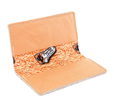 Checkbook Cover - Light Brindle w/ Camel Leather-Checkbook Cover-Western-Cowhide-Bags-Handmade-Products-Gifts-Dancing Cactus Designs