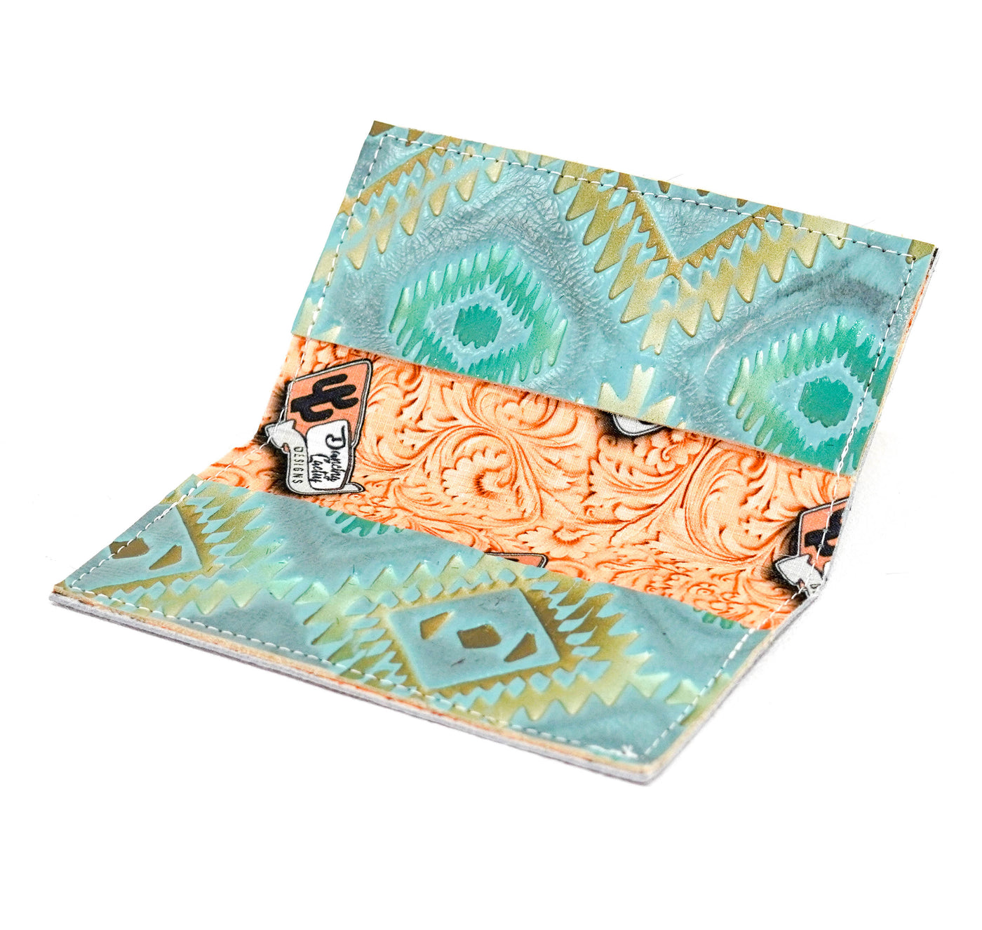 Checkbook Cover - Salt & Pepper w/ Canyon Aztec-Checkbook Cover-Western-Cowhide-Bags-Handmade-Products-Gifts-Dancing Cactus Designs