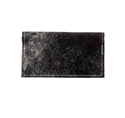 Checkbook Cover - Salt & Pepper w/ Canyon Aztec-Checkbook Cover-Western-Cowhide-Bags-Handmade-Products-Gifts-Dancing Cactus Designs