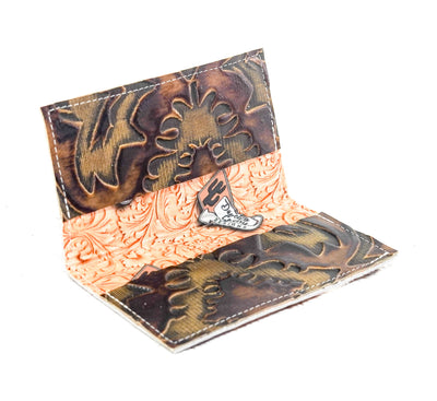 Checkbook Cover - Tricolor w/ Sepia Laredo-Checkbook Cover-Western-Cowhide-Bags-Handmade-Products-Gifts-Dancing Cactus Designs
