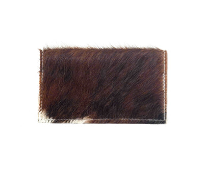 Checkbook Cover - Tricolor w/ Sepia Laredo-Checkbook Cover-Western-Cowhide-Bags-Handmade-Products-Gifts-Dancing Cactus Designs
