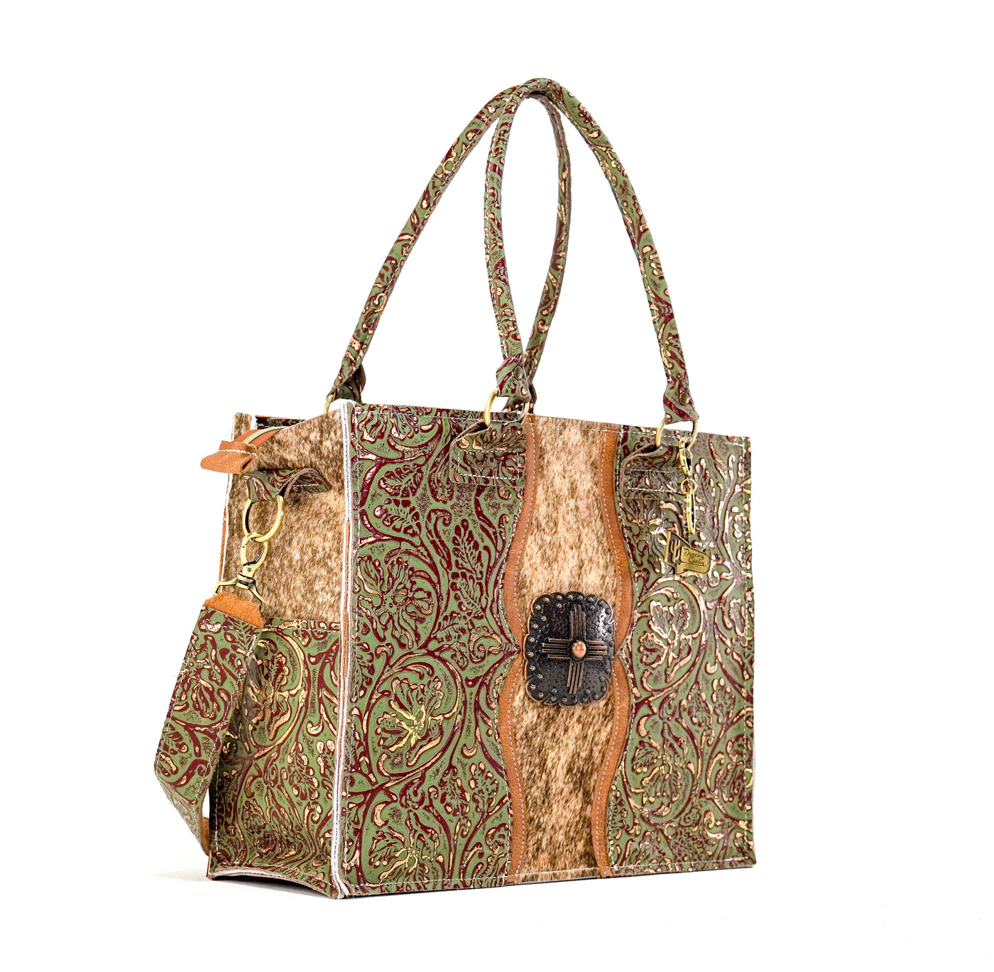 Clerk - Brindle w/ Cucumber Melon Tool-Clerk-Western-Cowhide-Bags-Handmade-Products-Gifts-Dancing Cactus Designs