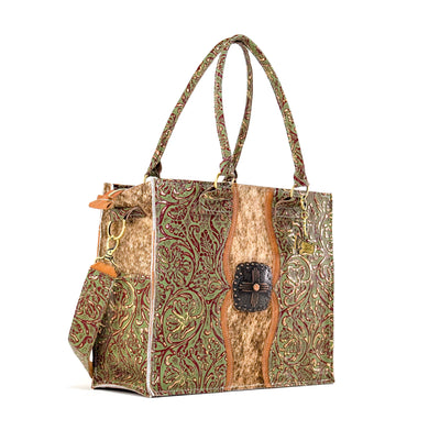Clerk - Brindle w/ Cucumber Melon Tool-Clerk-Western-Cowhide-Bags-Handmade-Products-Gifts-Dancing Cactus Designs