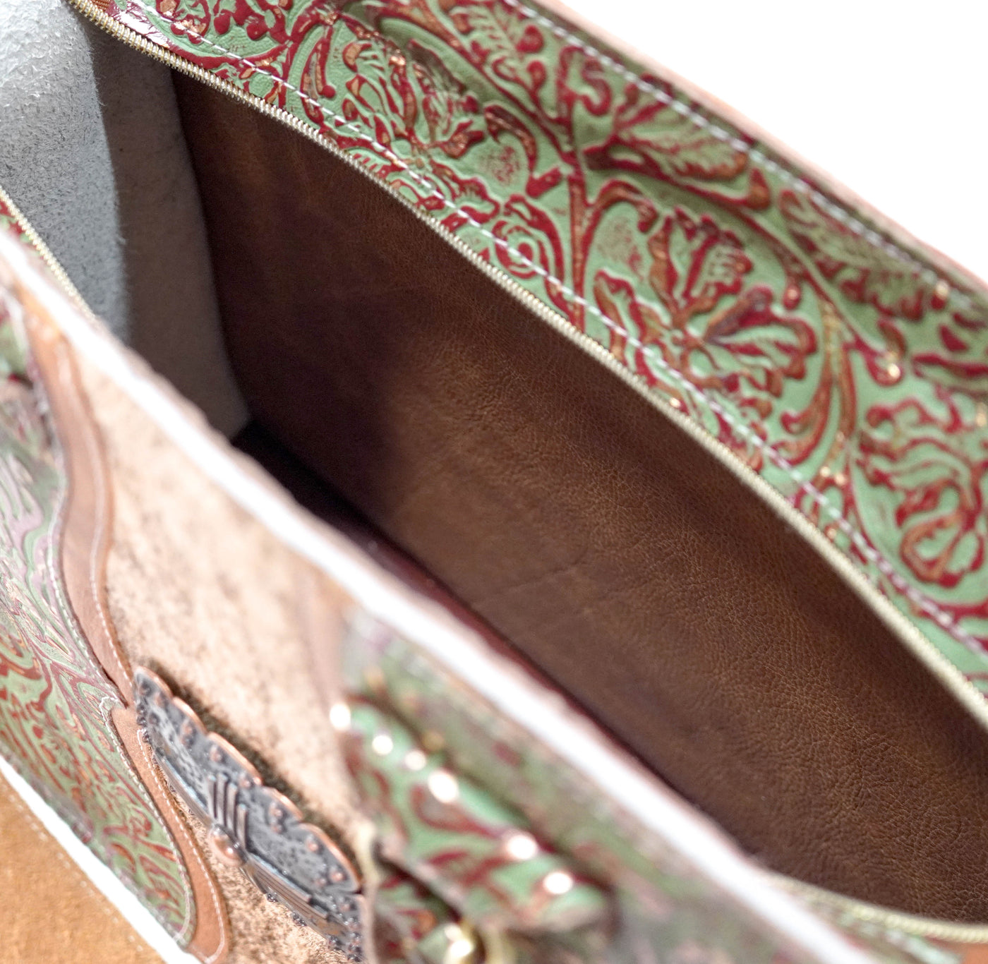 Clerk - Brindle w/ Cucumber Melon Tool-Clerk-Western-Cowhide-Bags-Handmade-Products-Gifts-Dancing Cactus Designs